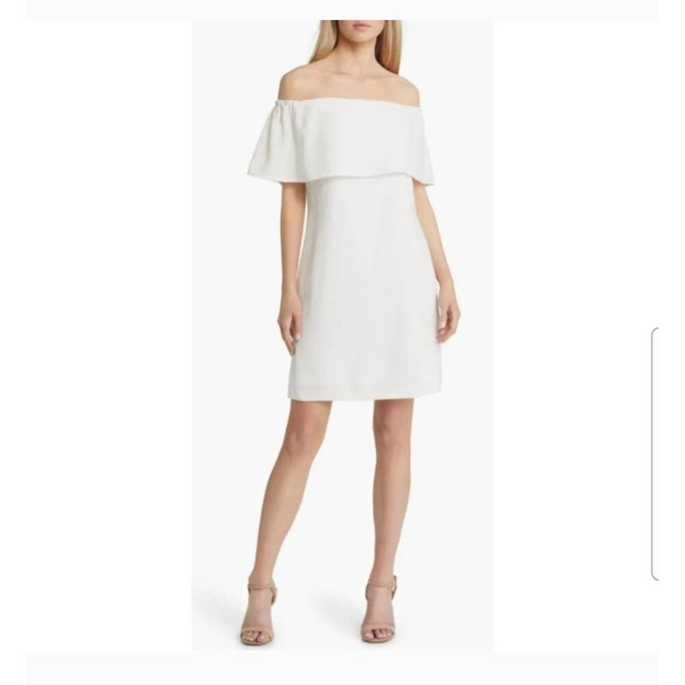 Charles Henry Ivory Off the Shoulder Ruffle Mini Dress M